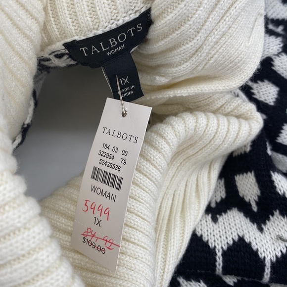 Talbots Black Cream Button Mock Turtleneck Sweater 1X - Picture 10 of 11